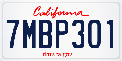 CA license plate 7MBP301