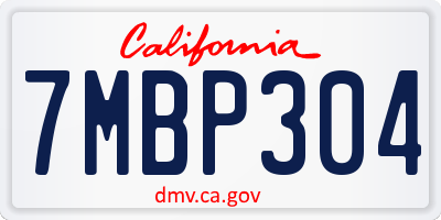 CA license plate 7MBP304