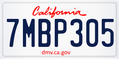 CA license plate 7MBP305