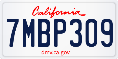 CA license plate 7MBP309