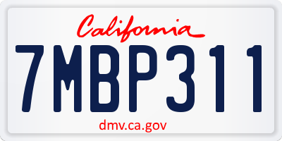 CA license plate 7MBP311