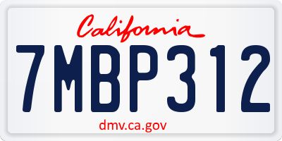 CA license plate 7MBP312