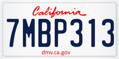 CA license plate 7MBP313
