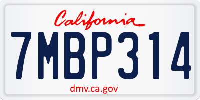 CA license plate 7MBP314