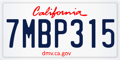 CA license plate 7MBP315