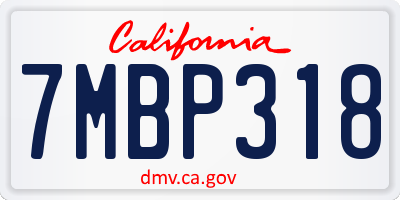 CA license plate 7MBP318