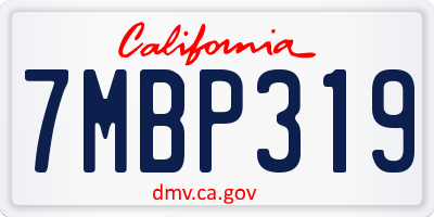 CA license plate 7MBP319