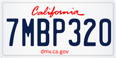 CA license plate 7MBP320