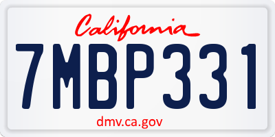 CA license plate 7MBP331