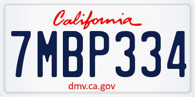 CA license plate 7MBP334