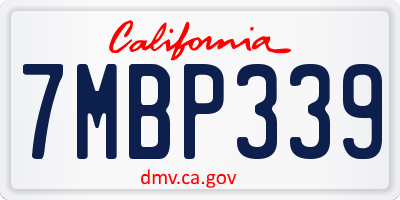 CA license plate 7MBP339