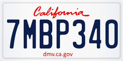 CA license plate 7MBP340