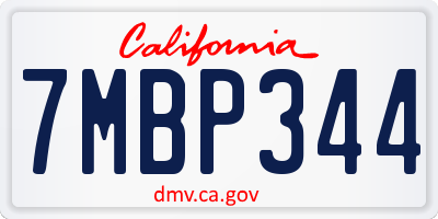 CA license plate 7MBP344