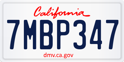 CA license plate 7MBP347