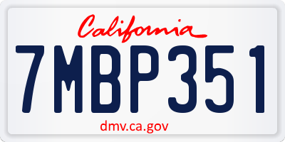 CA license plate 7MBP351