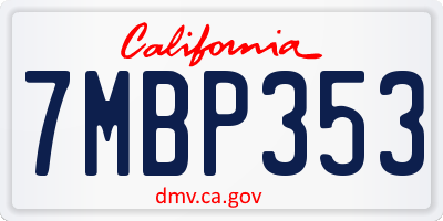 CA license plate 7MBP353