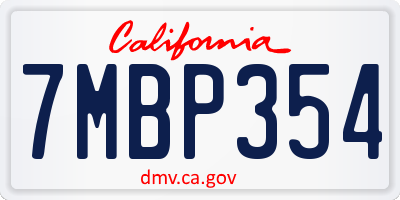 CA license plate 7MBP354