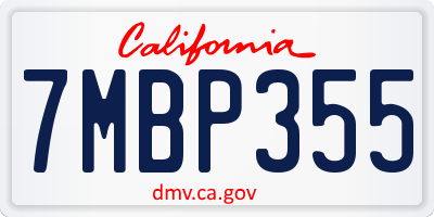CA license plate 7MBP355