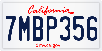 CA license plate 7MBP356