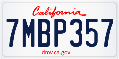 CA license plate 7MBP357
