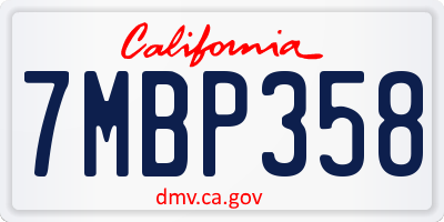 CA license plate 7MBP358