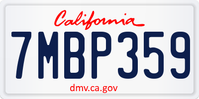 CA license plate 7MBP359