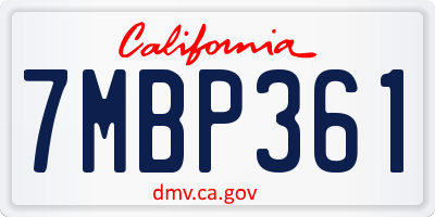 CA license plate 7MBP361
