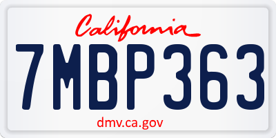 CA license plate 7MBP363