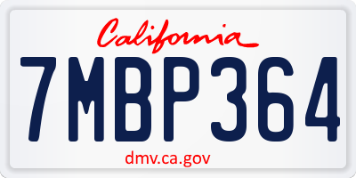 CA license plate 7MBP364