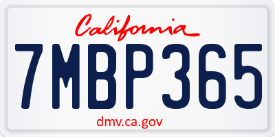 CA license plate 7MBP365