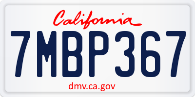 CA license plate 7MBP367