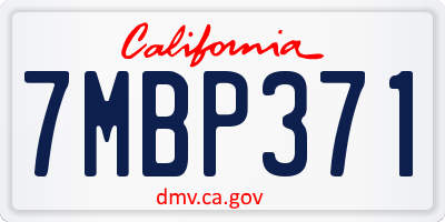 CA license plate 7MBP371