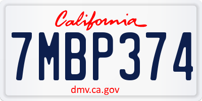 CA license plate 7MBP374