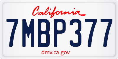 CA license plate 7MBP377