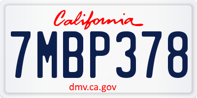 CA license plate 7MBP378