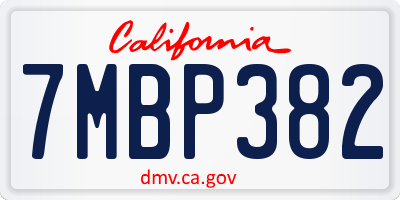 CA license plate 7MBP382