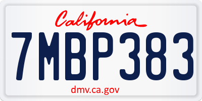CA license plate 7MBP383
