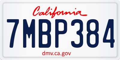 CA license plate 7MBP384