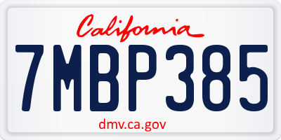 CA license plate 7MBP385