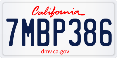 CA license plate 7MBP386