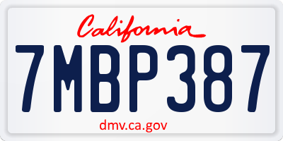 CA license plate 7MBP387