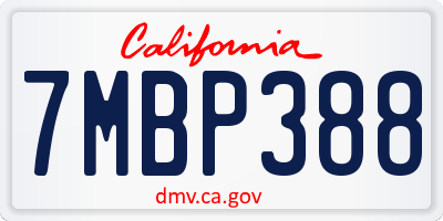 CA license plate 7MBP388
