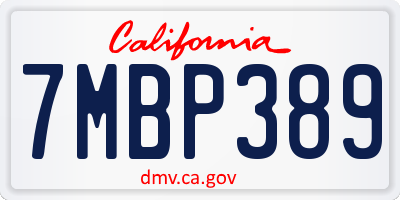 CA license plate 7MBP389