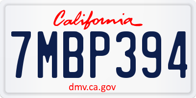 CA license plate 7MBP394