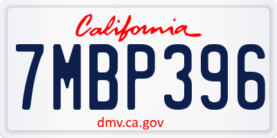 CA license plate 7MBP396