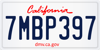 CA license plate 7MBP397