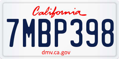 CA license plate 7MBP398