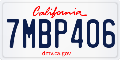 CA license plate 7MBP406