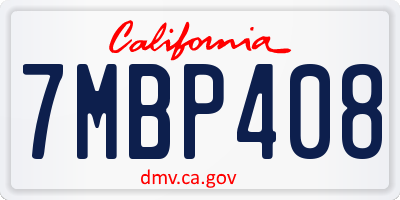CA license plate 7MBP408