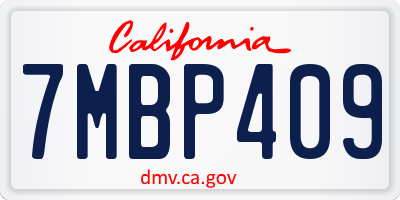 CA license plate 7MBP409
